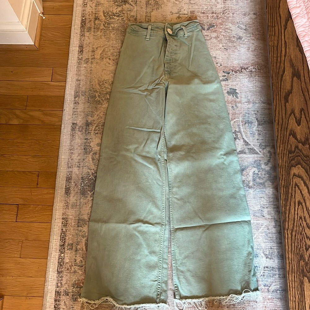 Flared, green Zara pants
